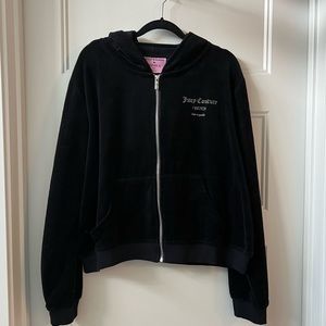 Forever21 x Juicy Couture velour cropped zip up hoodie